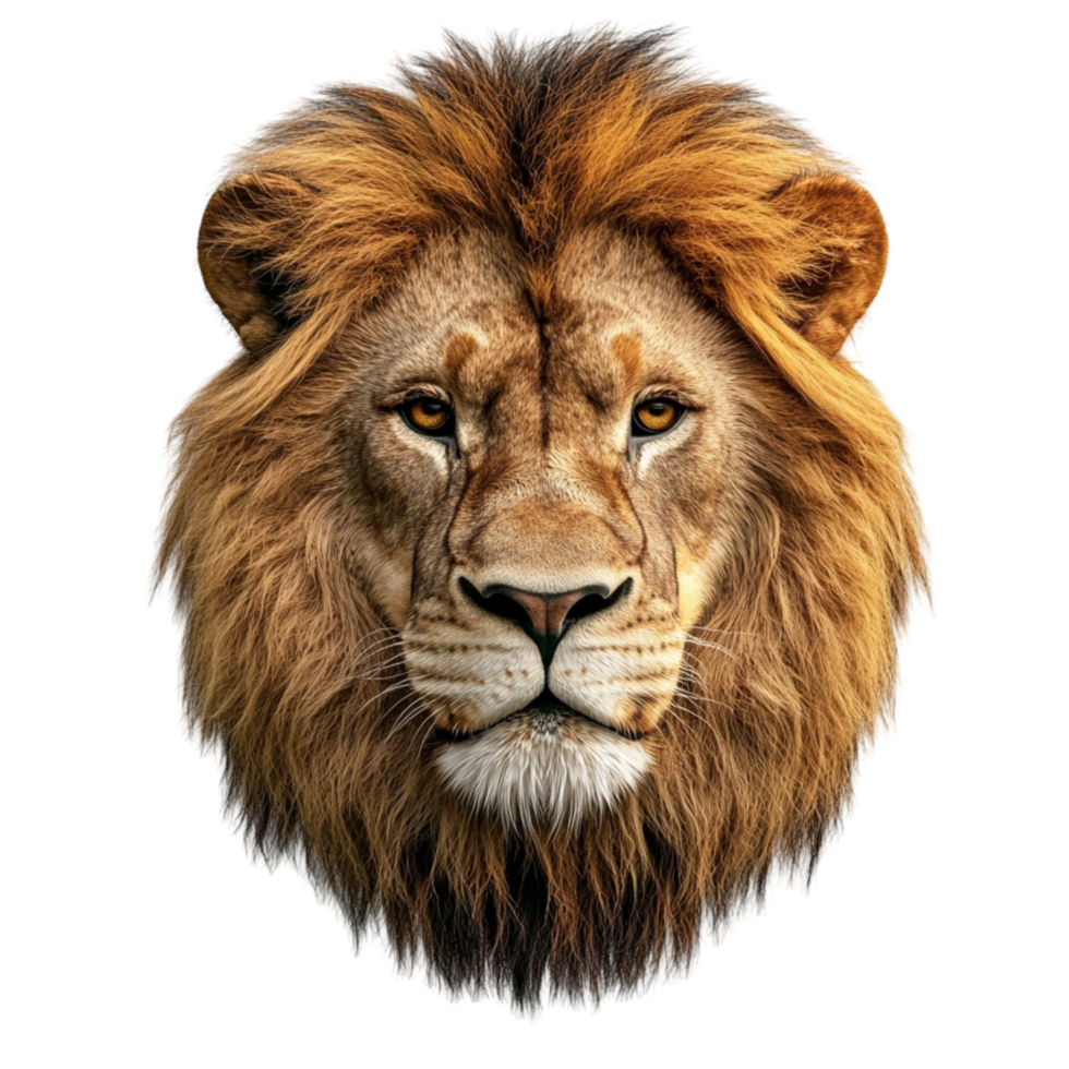Strong Lion Face Portrait on Transparent Background png