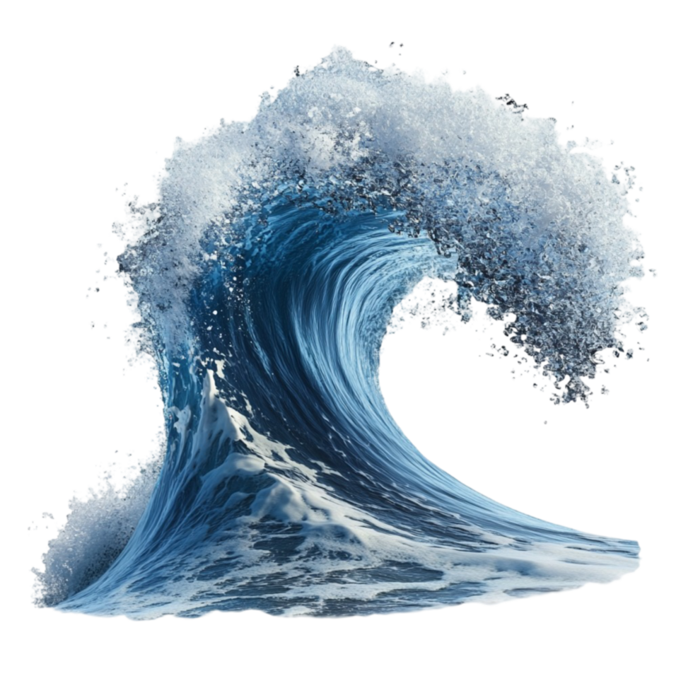 Aesthetic Blue Ocean Wave on Transparent Background png
