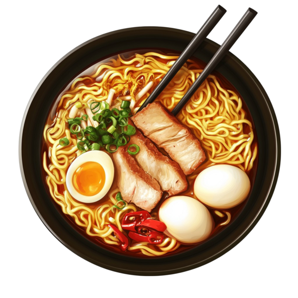 Spicy Noodles in a Bowl on Transparent Background png