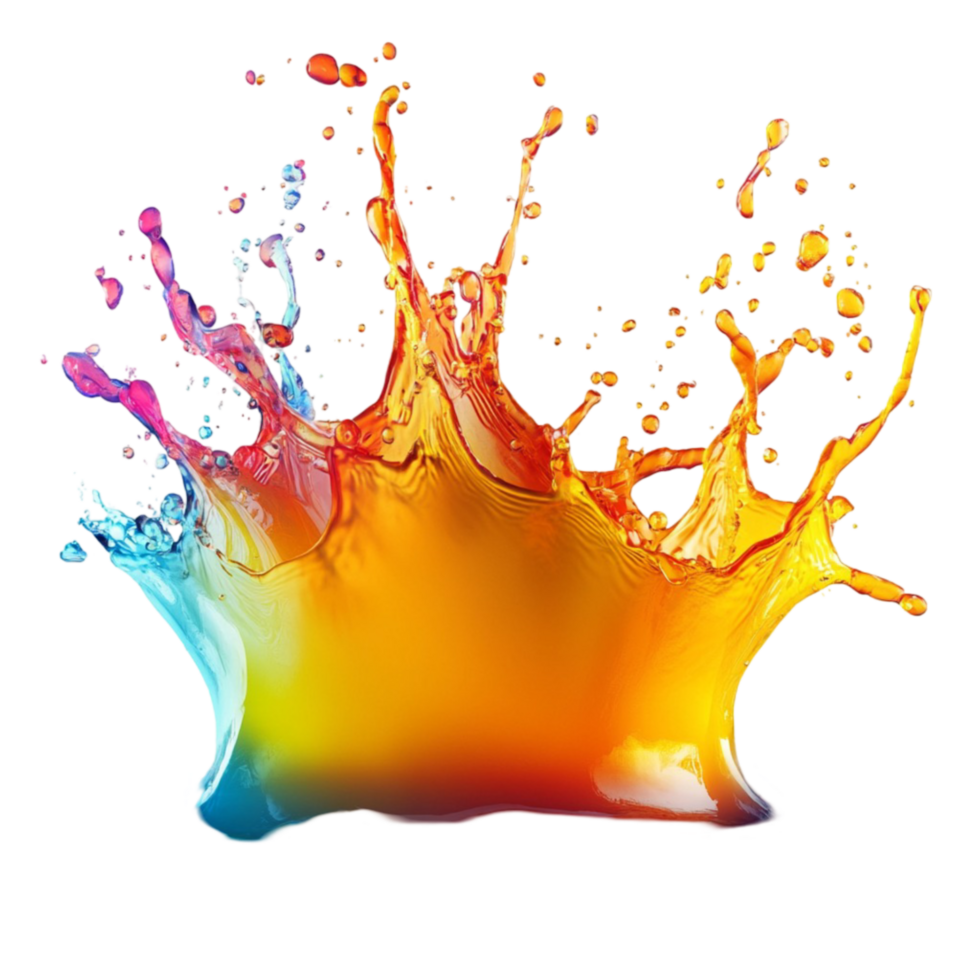 Amber Colorful Splash Explosion on Transparent Background png