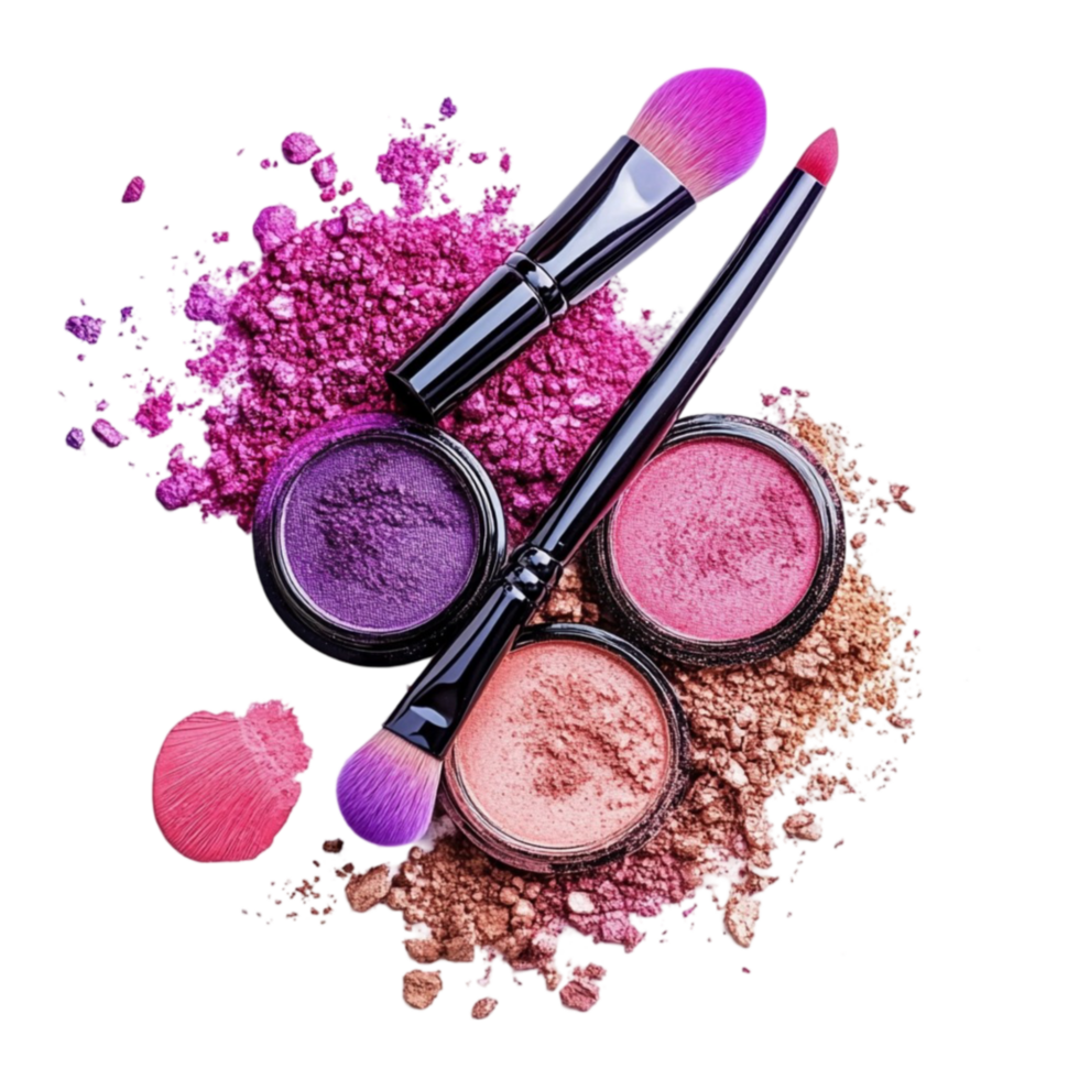 Makeup Brush and Compact Powder on Transparent Background png