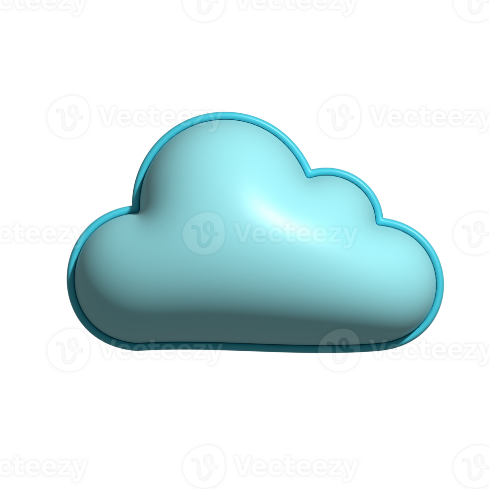 3D Glossy Cloud Icon with Light Blue Gradient Design png