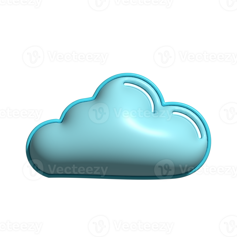 3D Glossy Blue Cloud Icon for Weather and Cloud Storage png