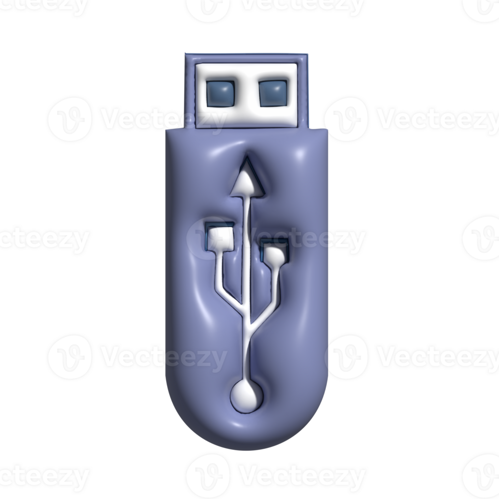 3D Glossy USB Flash Drive Icon with Blue Body and White USB Symbol png
