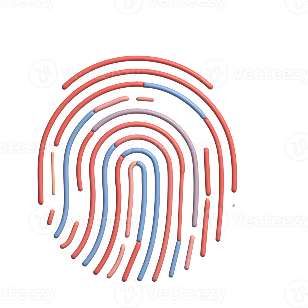 3D Glossy Multicolor Fingerprint Icon for Security and Authentication png