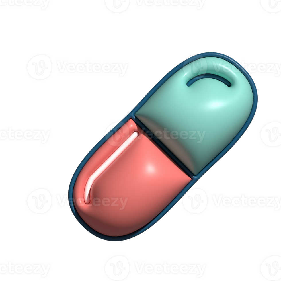 3D Glossy Capsule Icon with Red and Green Design png