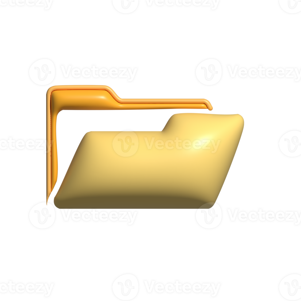 3D Glossy Open Folder Icon with Yellow and Orange Design png