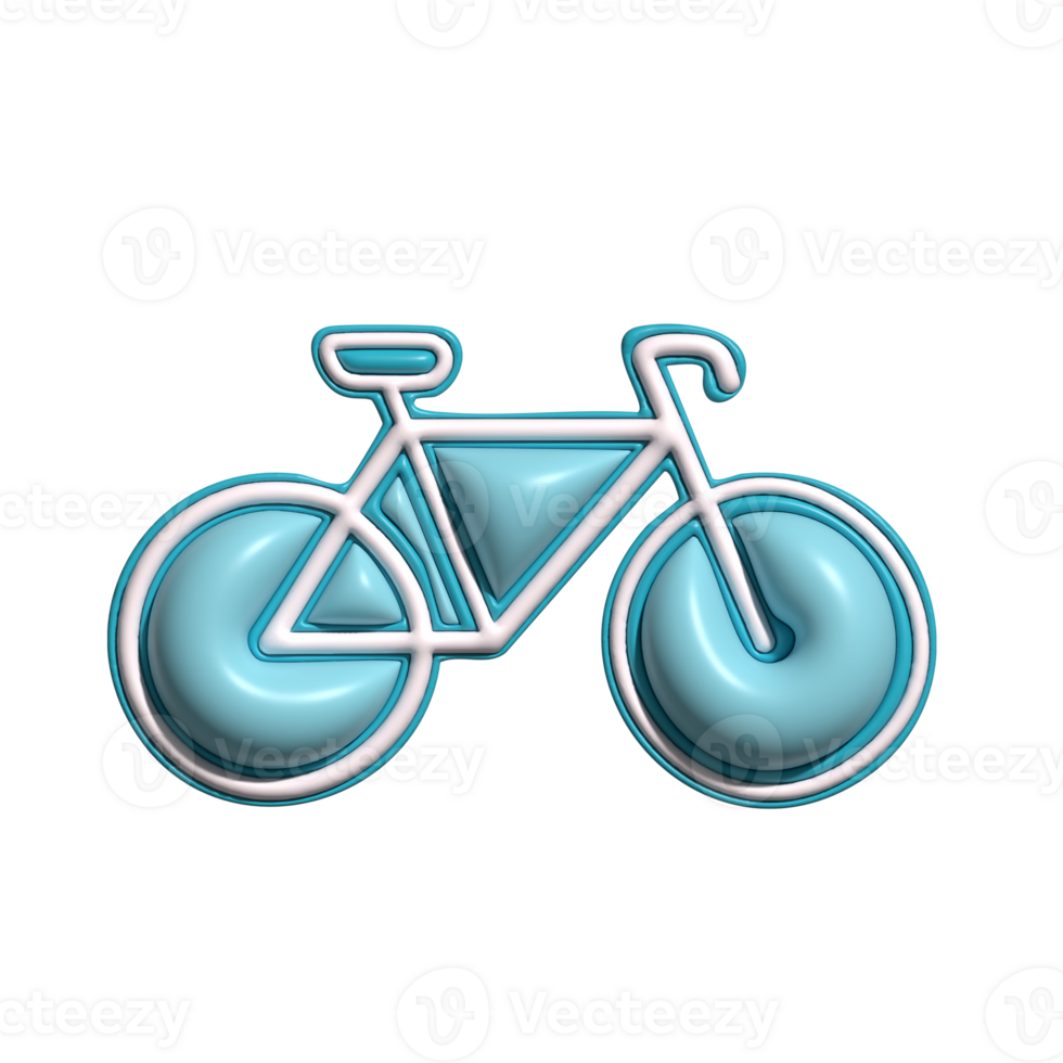 3D Glossy Bicycle Icon with Blue Wheels and White Frame png