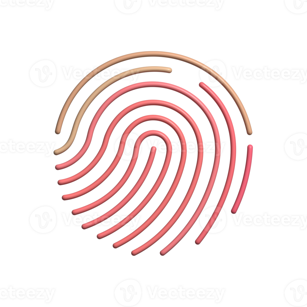 3D Glossy Fingerprint Icon with Red and Beige Gradient Design png