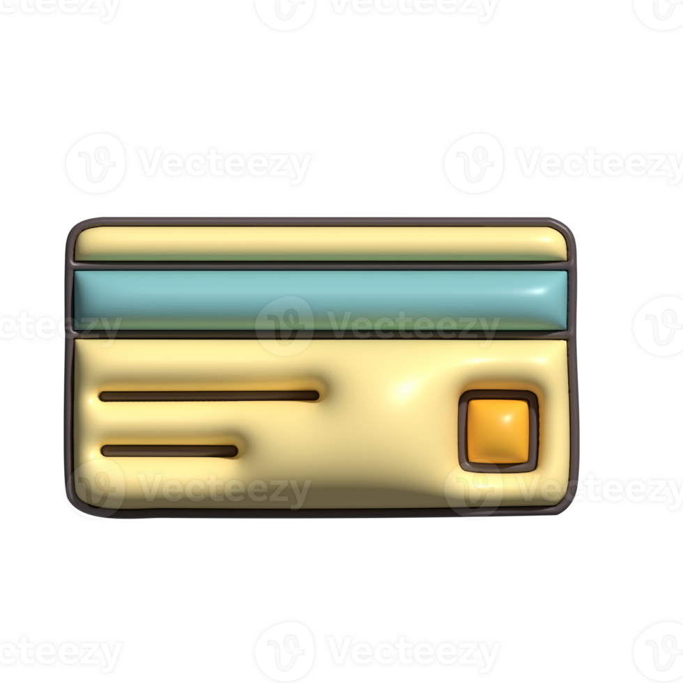 3D Glossy Credit Card Icon with Yellow and Blue Design png