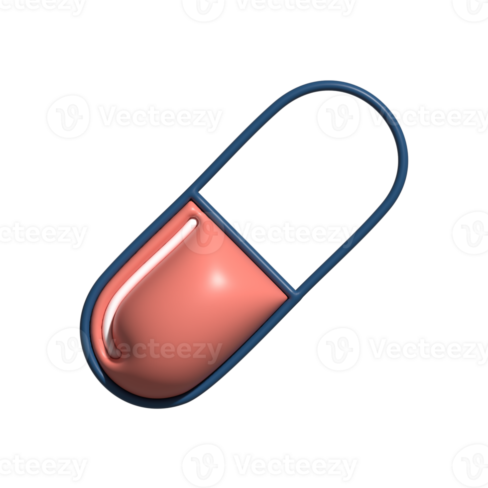 3D Glossy Capsule Icon with Pink and Blue Outline png