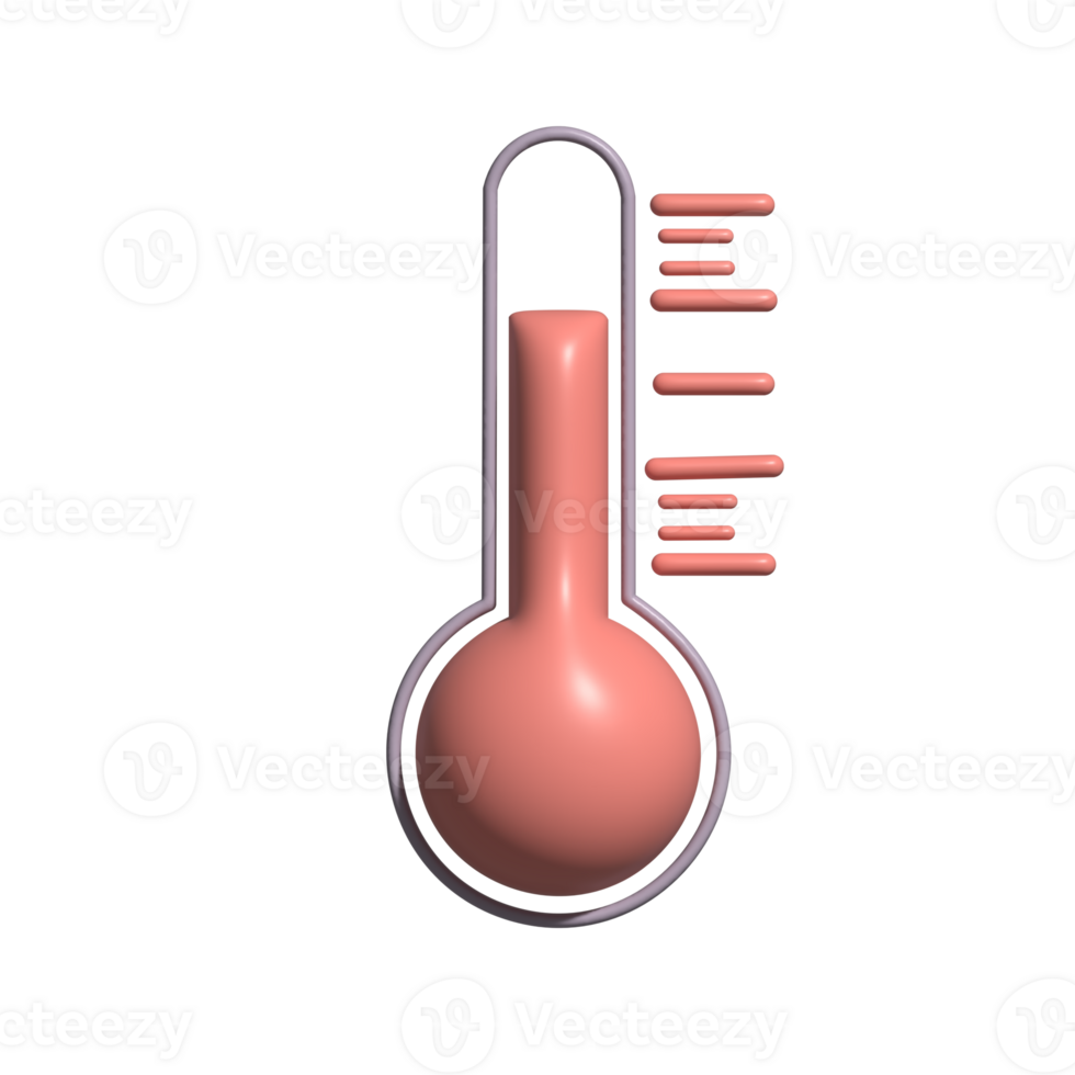 3D Glossy Thermometer Icon with Pink Indicator and Temperature Scale png