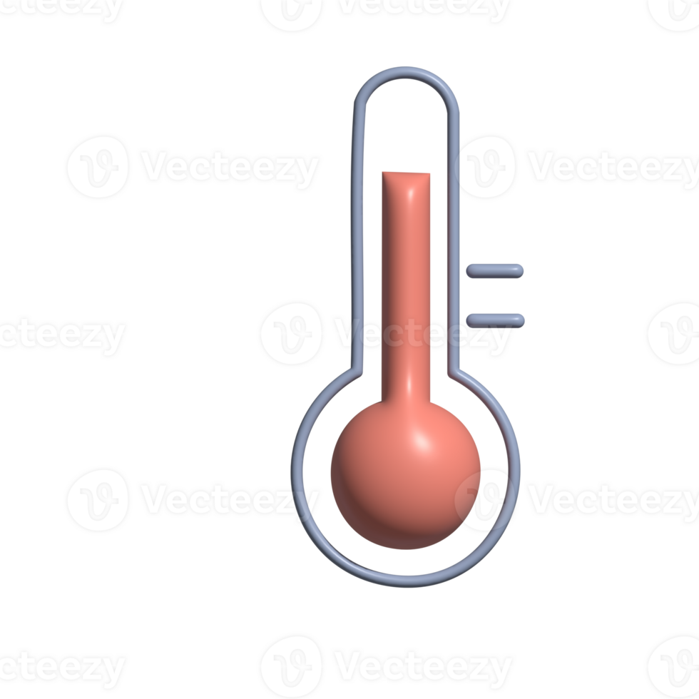 3D Glossy Thermometer Icon with Pink Indicator and Blue Outline png