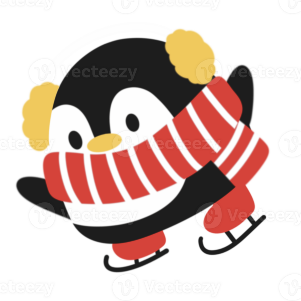 A penguin wearing a scarf and headphones png