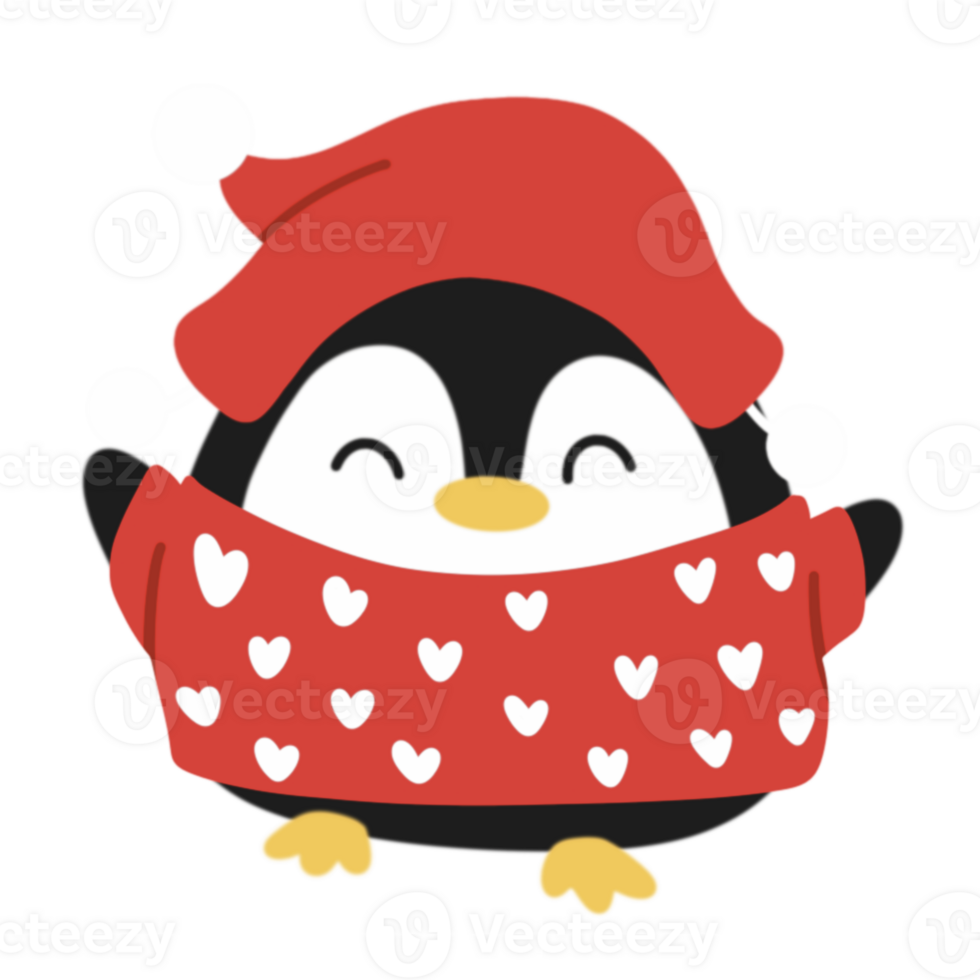A penguin wearing a red hat and a red scarf png