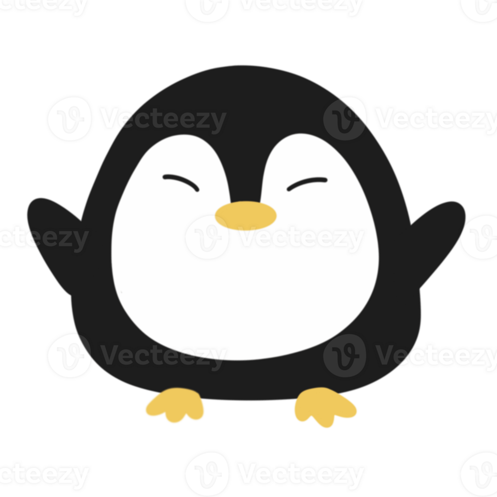 A penguin with its eyes closed and its mouth open png