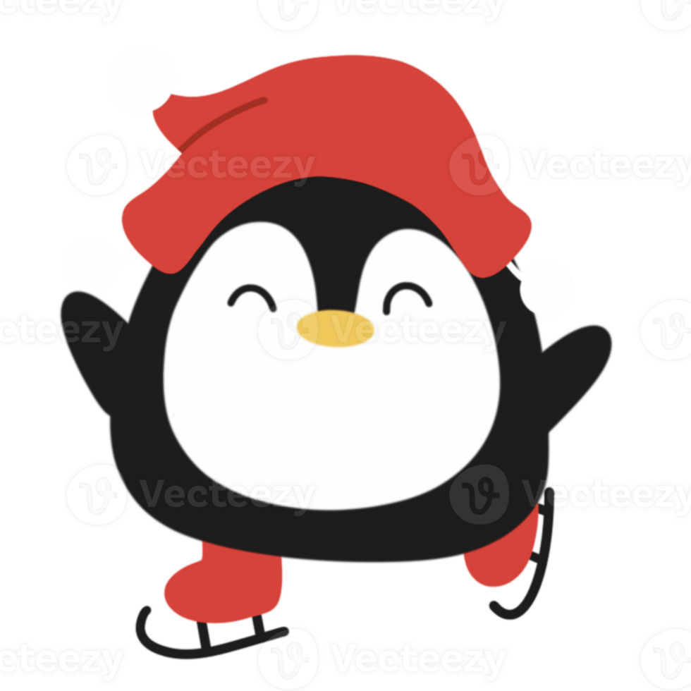 A penguin wearing a santa hat and holding a skateboard png