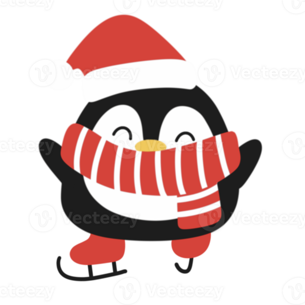 A penguin wearing a santa hat and scarf png