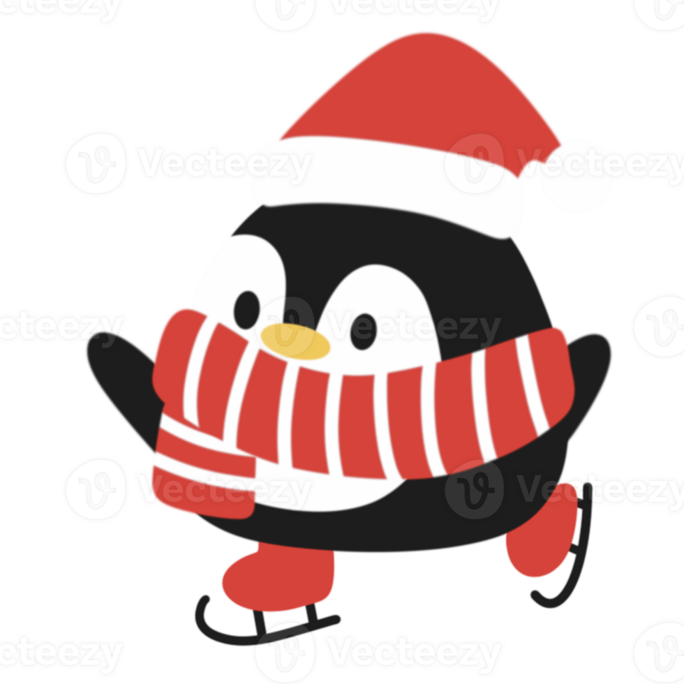 A penguin wearing a santa hat and scarf png