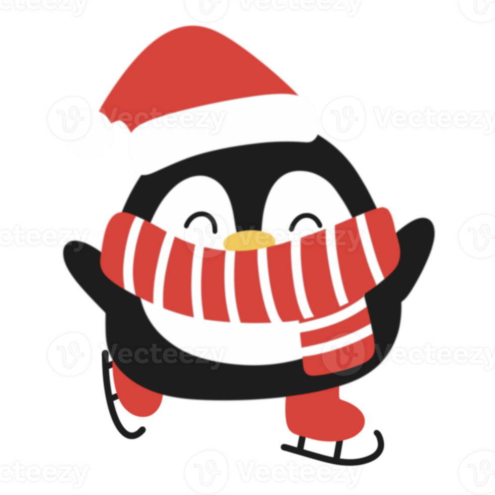 A penguin wearing a santa hat and scarf png