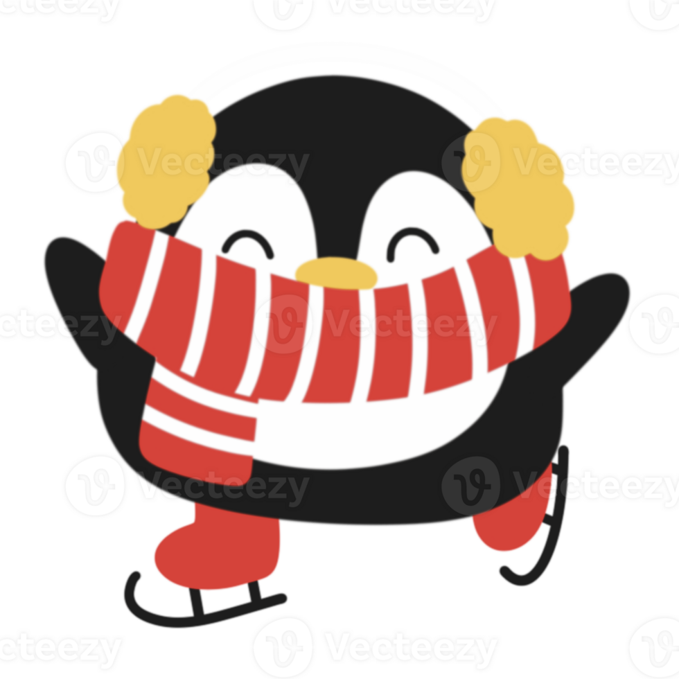 A penguin wearing a scarf and hat png