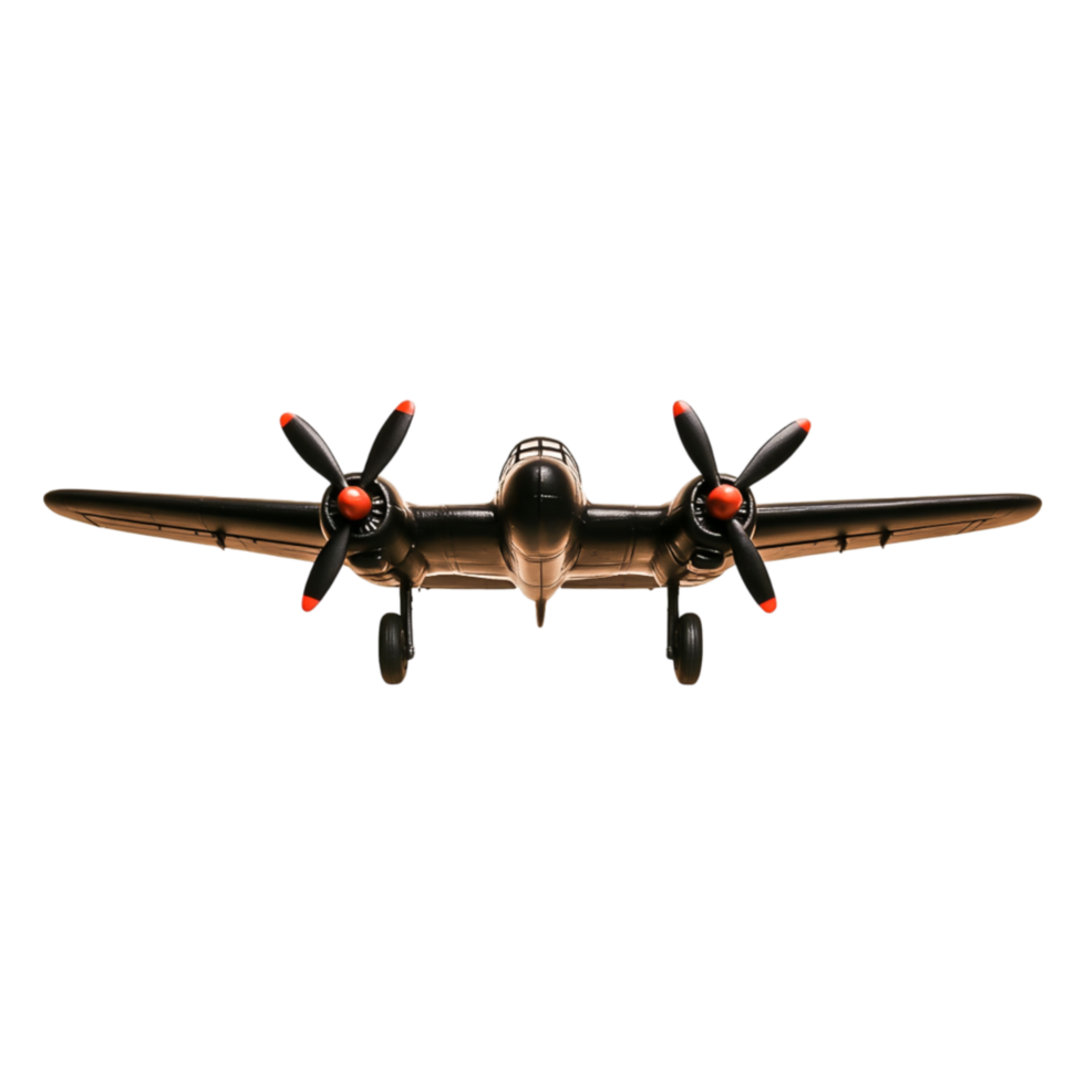 Vintage Model Airplane Front View with Propellers and Retro Design png
