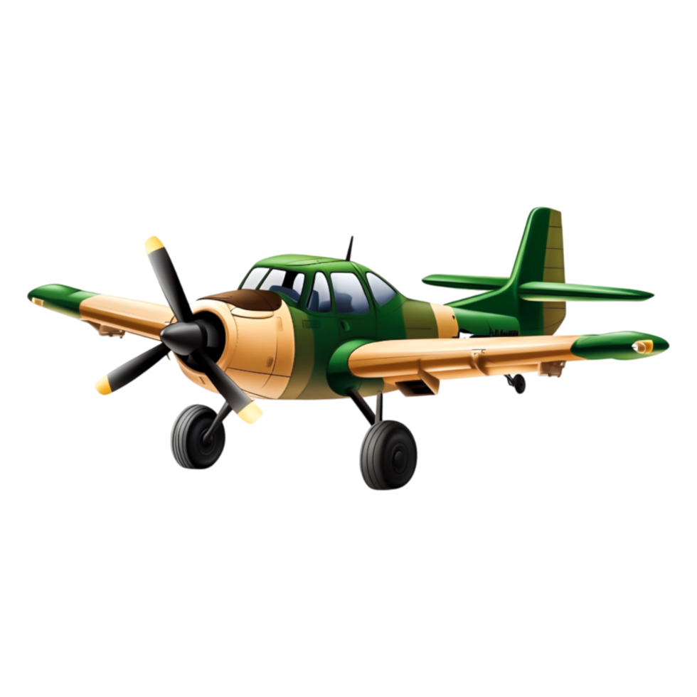 Cartoon Style Airplane in Camouflage Color Scheme for Illustrations png