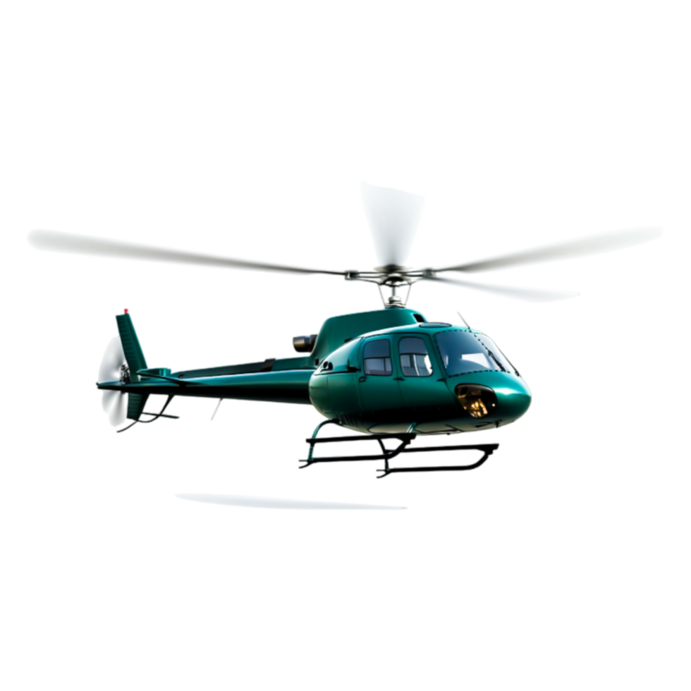 Green Helicopter Flying Above Landscape with Blades in Motion png