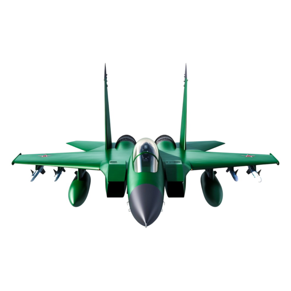 Green Fighter Jet in Front View with Detailed Features and Design png