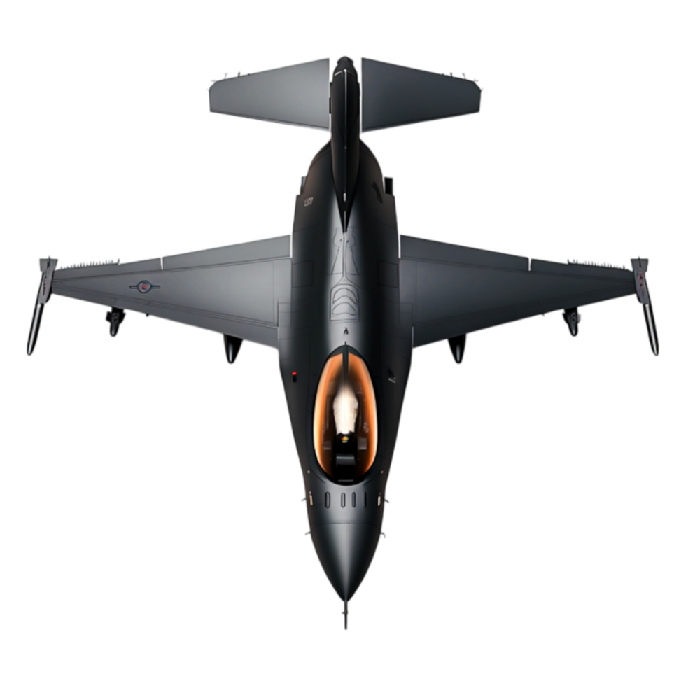 Detailed Aerial View of a Modern Military Fighter Jet from Above png