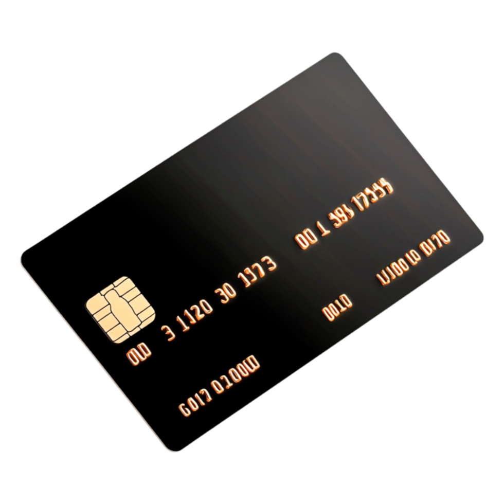 Elegant Black Credit Card with Chip and Secure Payment Design png