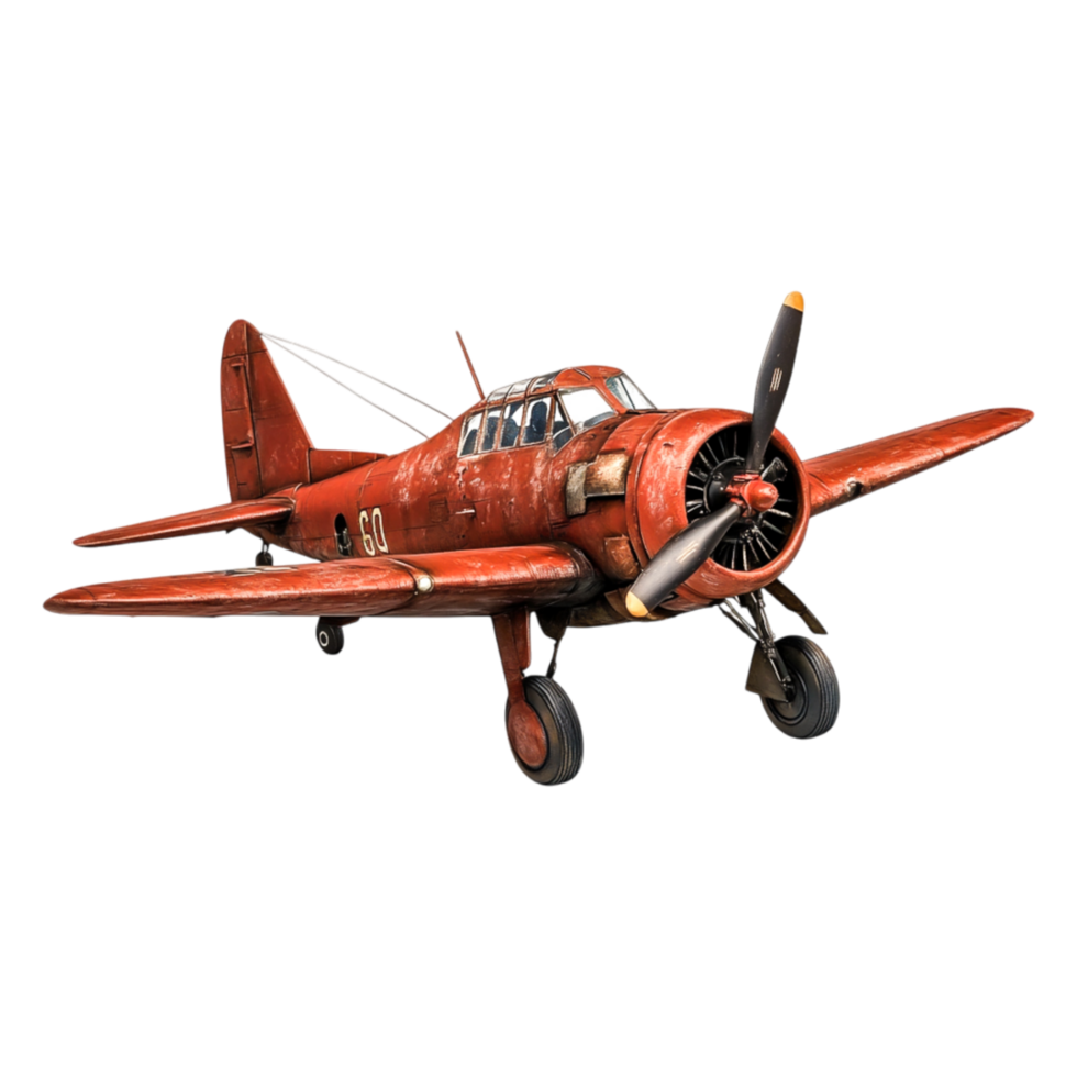 Vintage Red Airplane on with Propeller Visible png