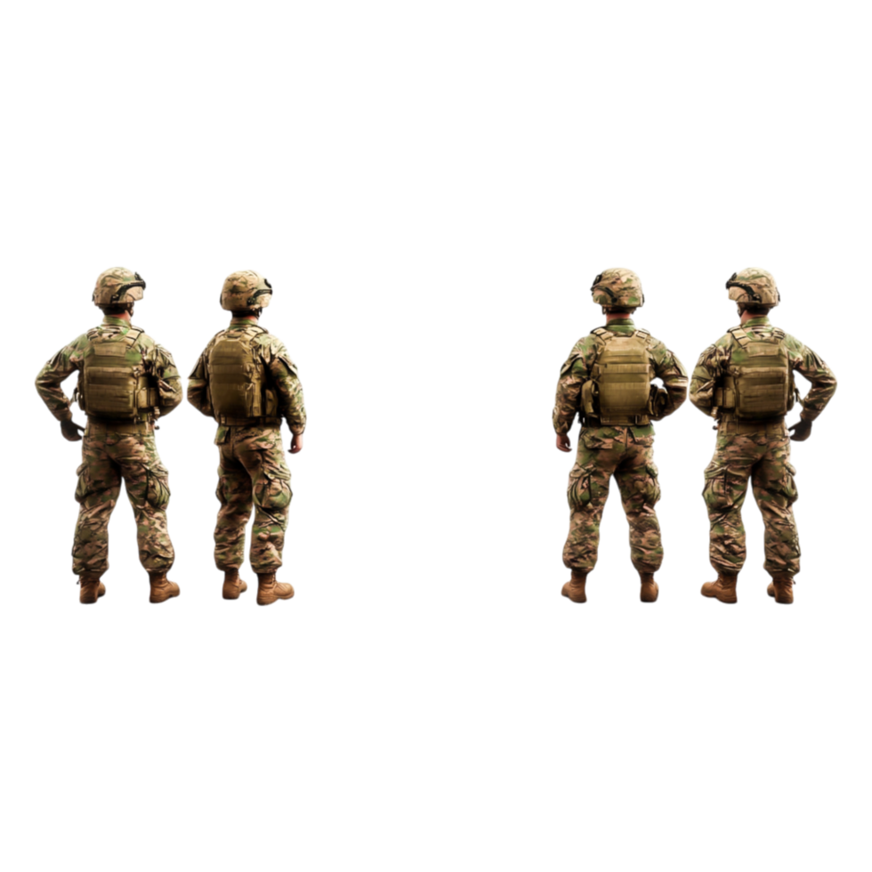 Soldiers in Tactical Gear Standing Together in Military Formation png