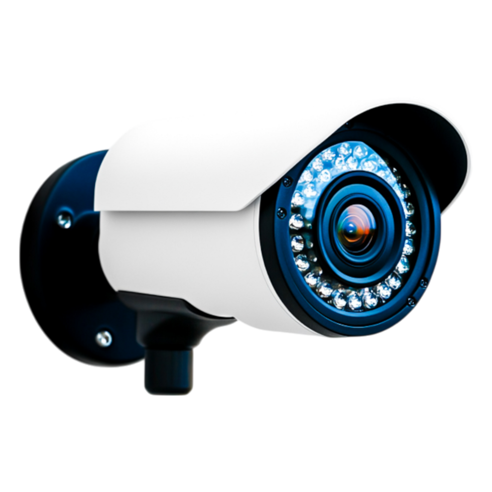 Modern Security Camera Mounted on Wall for Surveillance Monitoring png