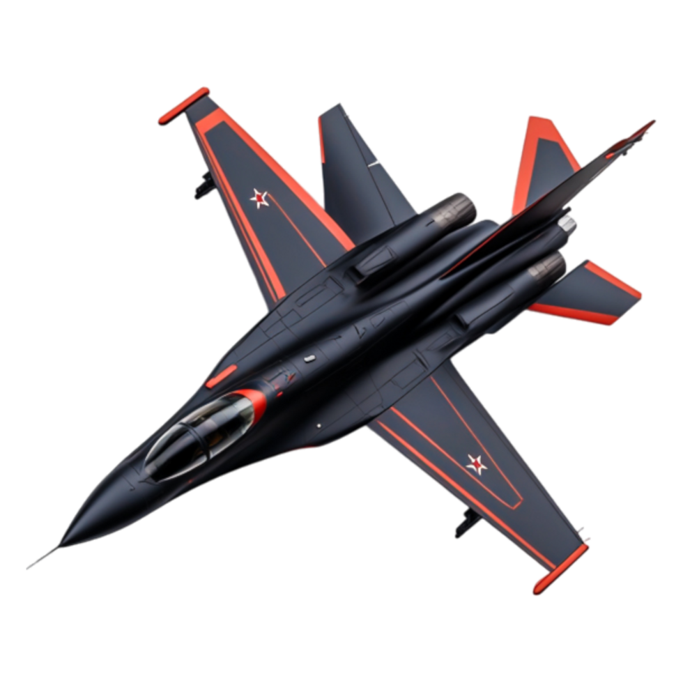 Sleek Military Fighter Jet with Streamlined Design and Bold Colors png