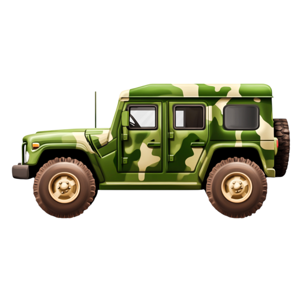 Military Off-Road Vehicle with Camouflage Design for Adventure Use png