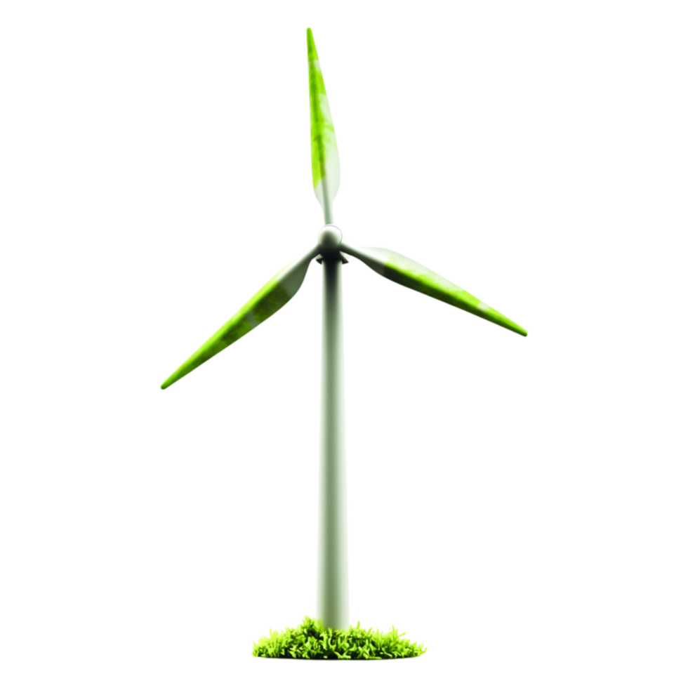 Green Energy Concept with Isolated Wind Turbine on Grass Base png