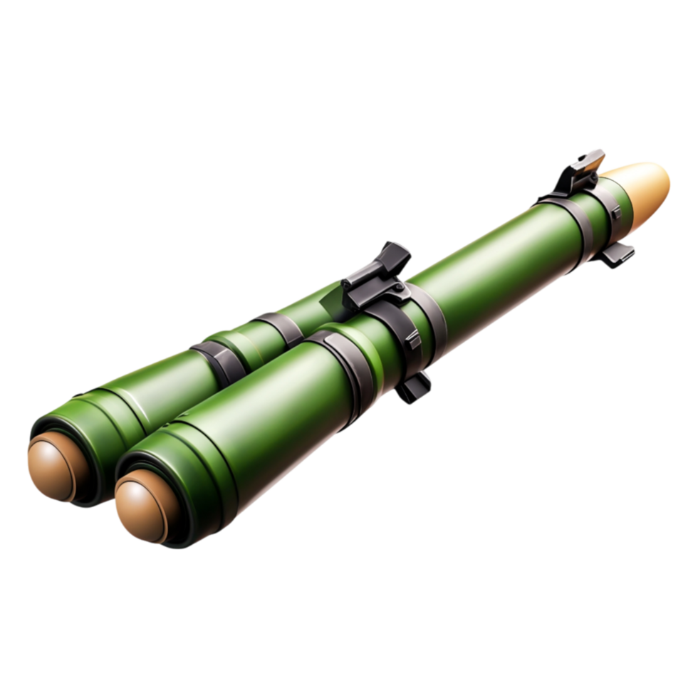 Green Military Rocket Launcher with Two Launch Tubes and Safety Mechanism png