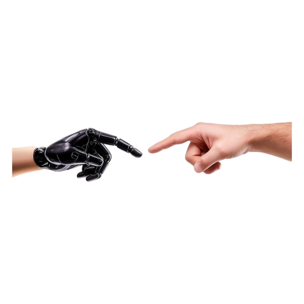 Human Finger Touching Robotic Hand in Symbolic Connection Moment png