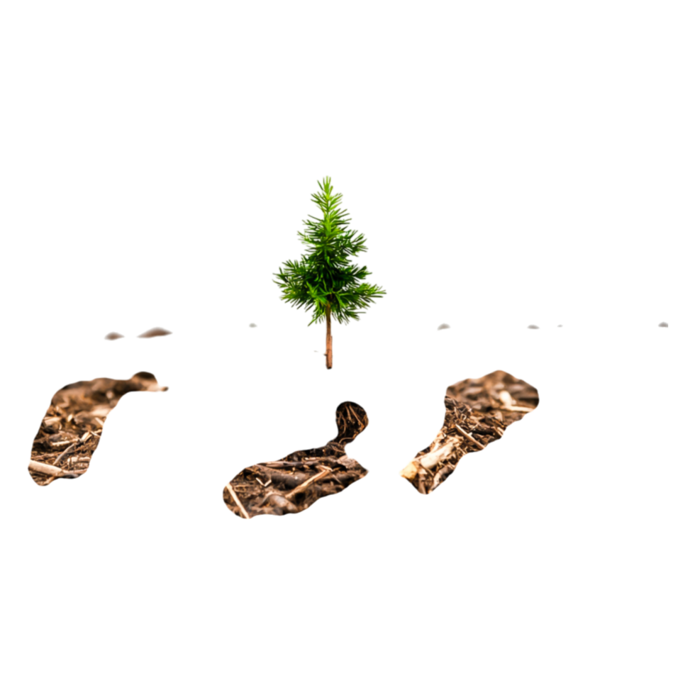 Green Tree Growing in Soil with Surrounding Brown Earth Tones png