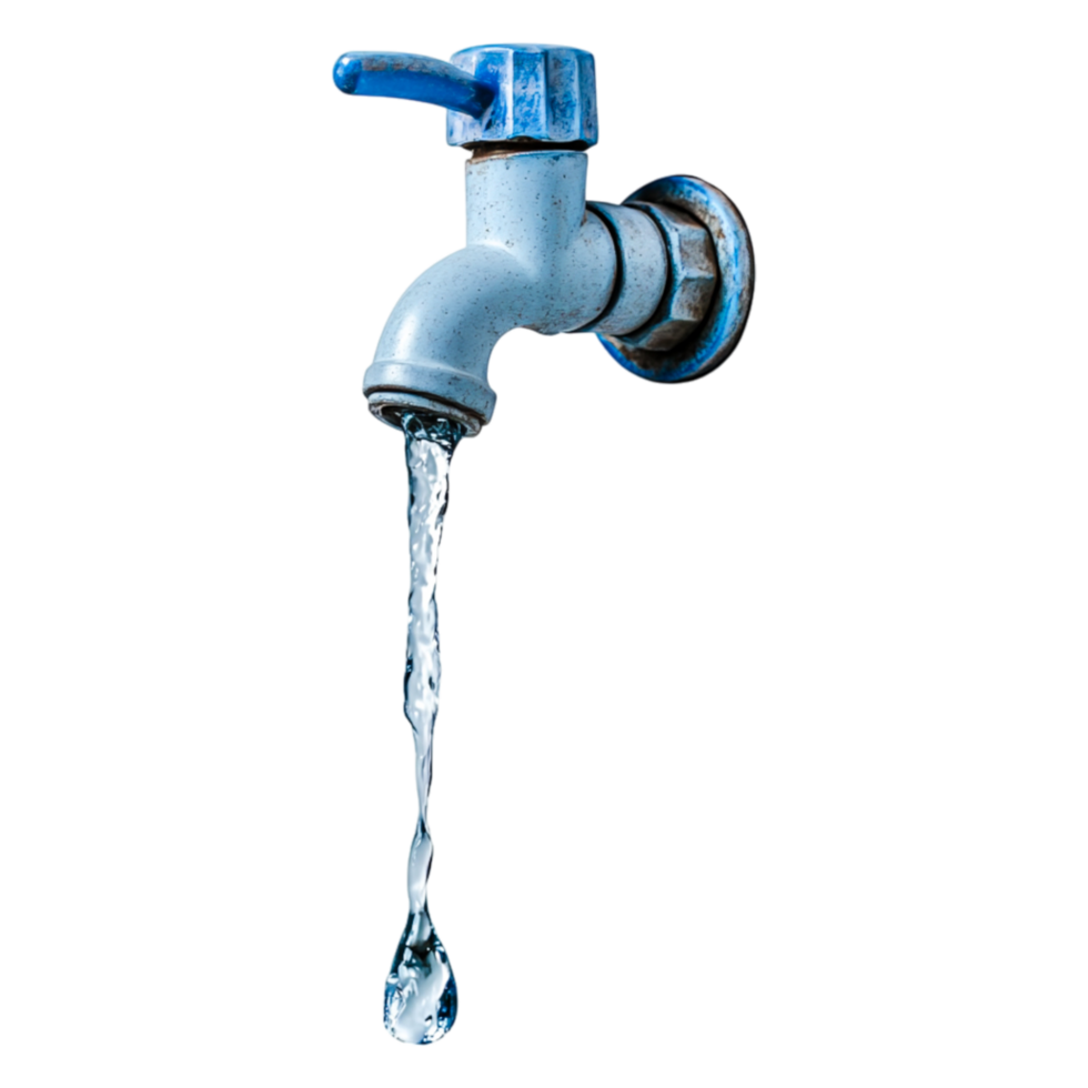 Water Faucet with Flowing Water Against png