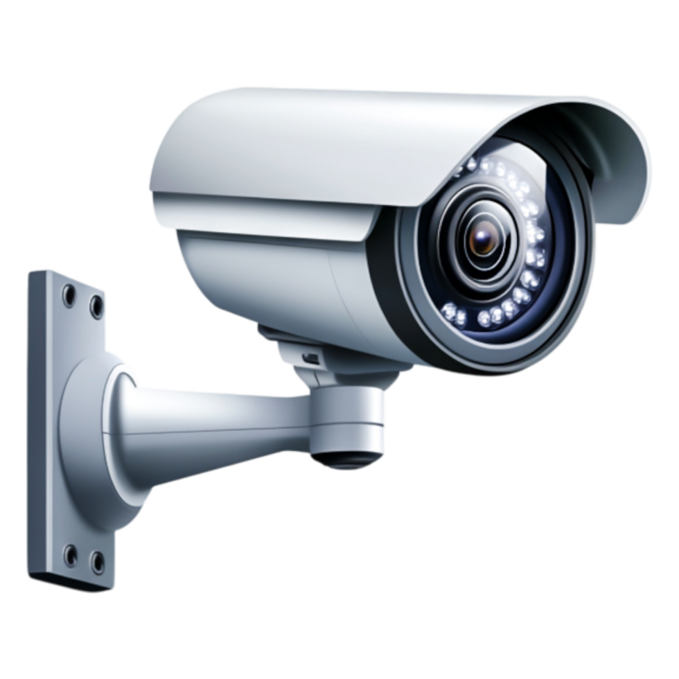 High-Resolution Security Camera on White Wall for Surveillance Use png