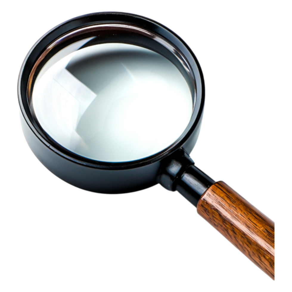 Magnifying Glass with Wooden Handle on for Inspection png