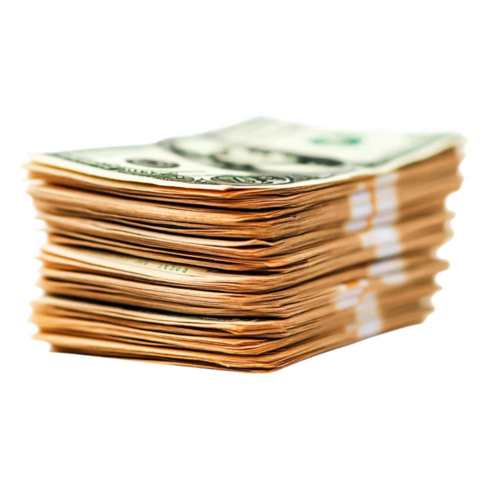 Stack of US Dollar Bills on with Detailed Texture png