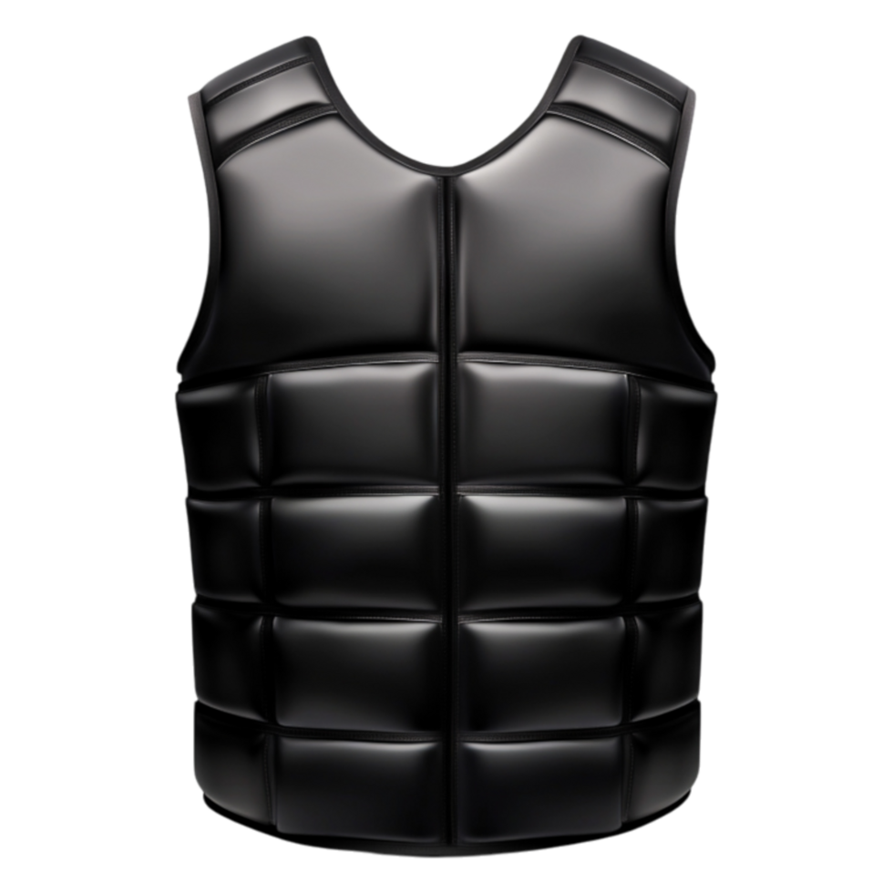 Black Tactical Vest with Padded Sections for Protection and Gear png