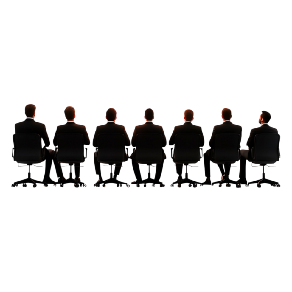 Professionals in Suits Sitting in Chairs from Back View Silhouette png