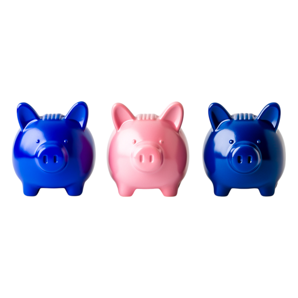 Colorful Piggy Banks for Financial Savings and Budget Management png
