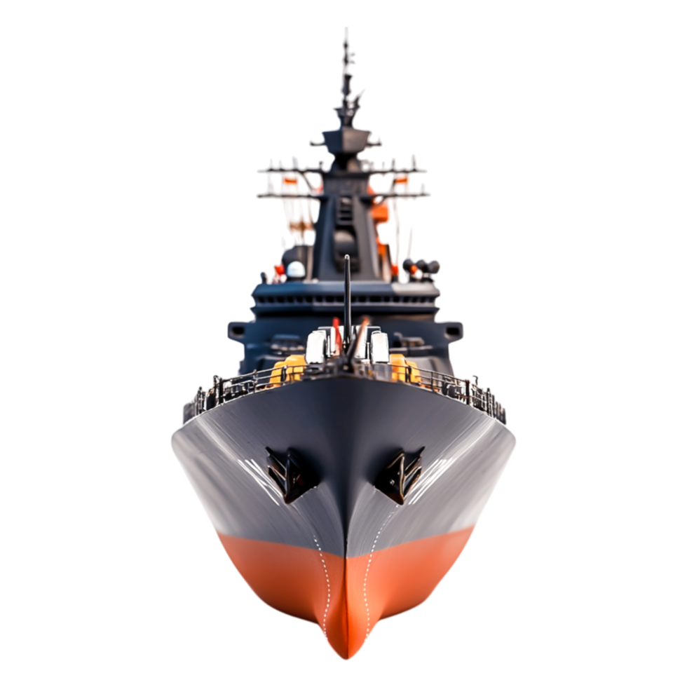 closeup View of a Modern Naval Warship with Gray Hull and Weapons png