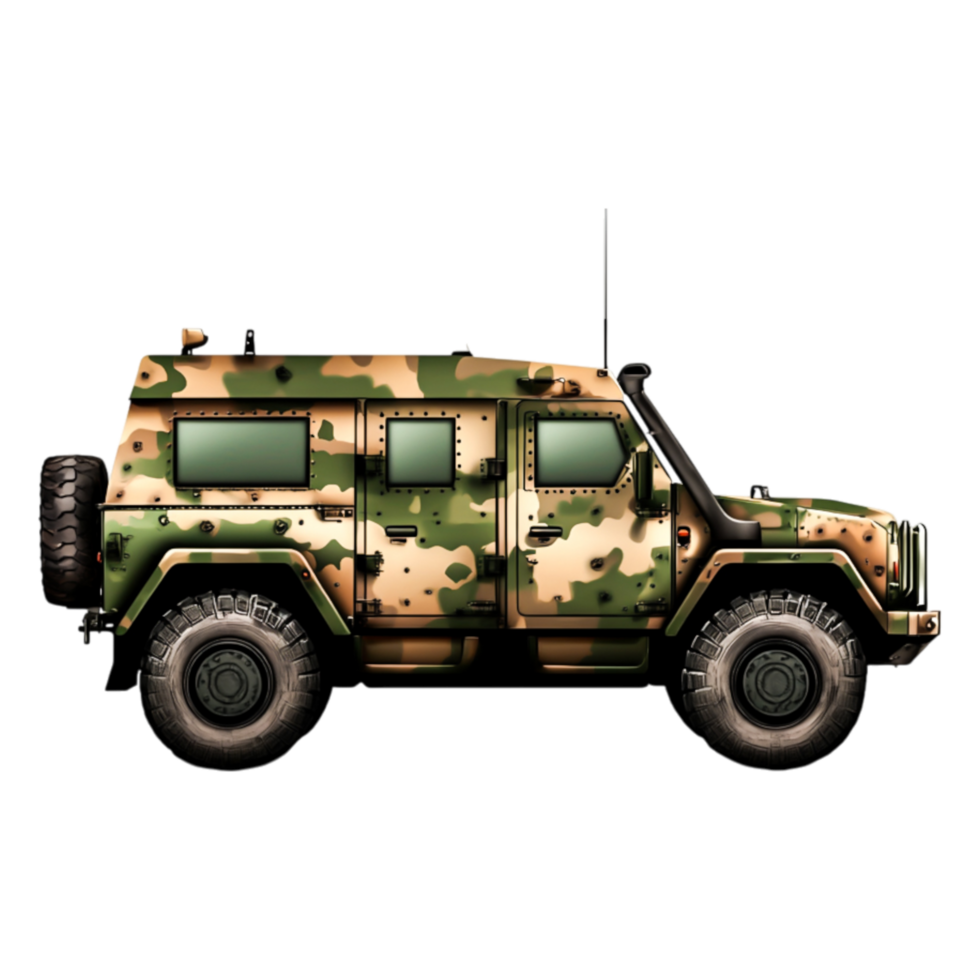 Armored Military Vehicle in Camouflage Pattern for Tactical Use png