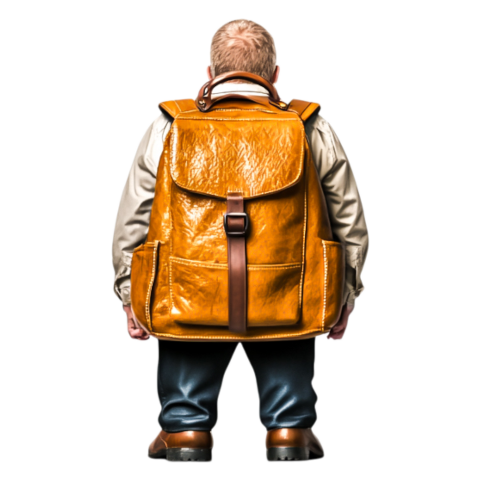Young Boy with a Bright Yellow Backpack Facing Away from Camera png